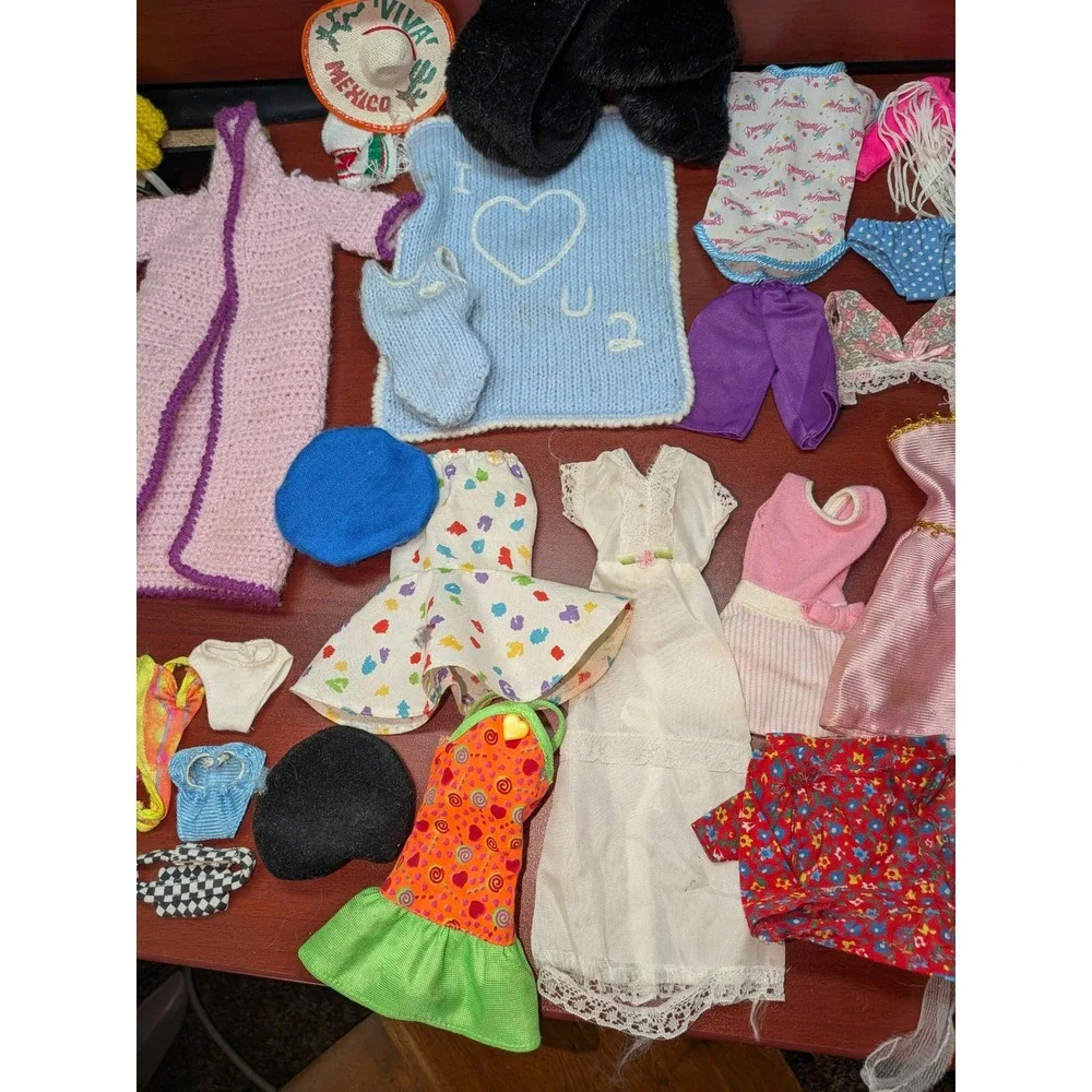 Vintage Barbie Doll Clothes Lot Mixed Accessories Dresses Handmade Outfits 65pc